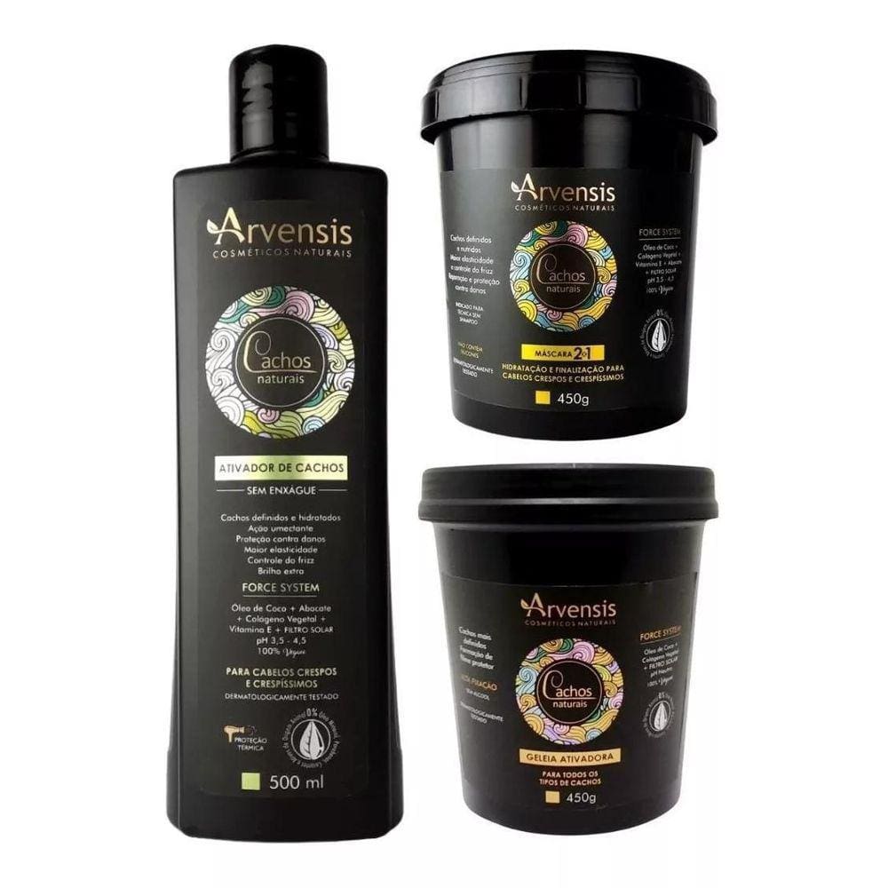 Kit Arvensis Ativador Crespo + Máscara 2X1 + Geleia Alta