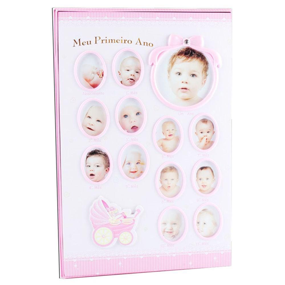 Álbum Bebê Rosa com 180 Folhas para fotos 10x15