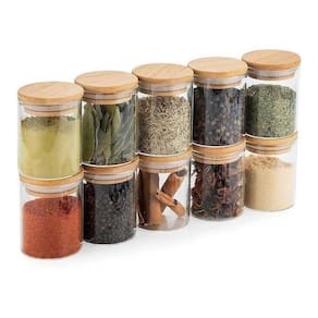 Kit 12 Potes Vidro 200Ml Hermético Tampa Redonda Bambu Oikos