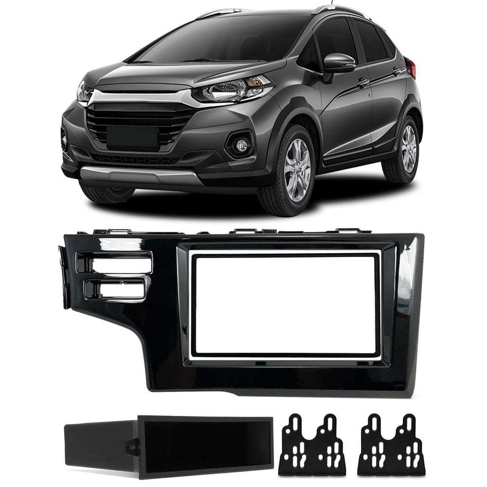 Moldura Painel 1 E 2 Din Honda Wr-V Para Cd Dvd Black Piano