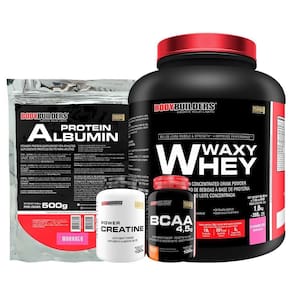 Kit Waxy Whey 2Kg+ Albumina 500G+ Bcaa 100G