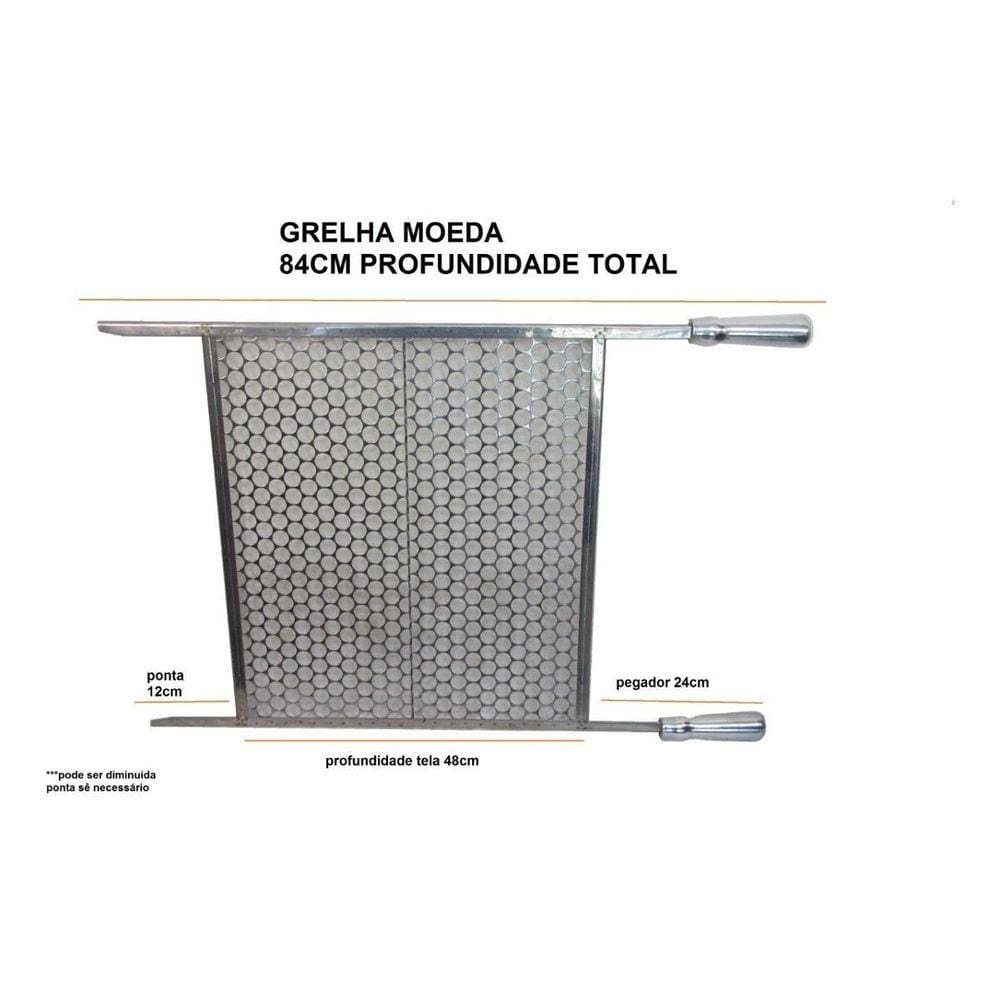 Grelha Moeda Churrasqueira Profunda Grande 60X70Cm