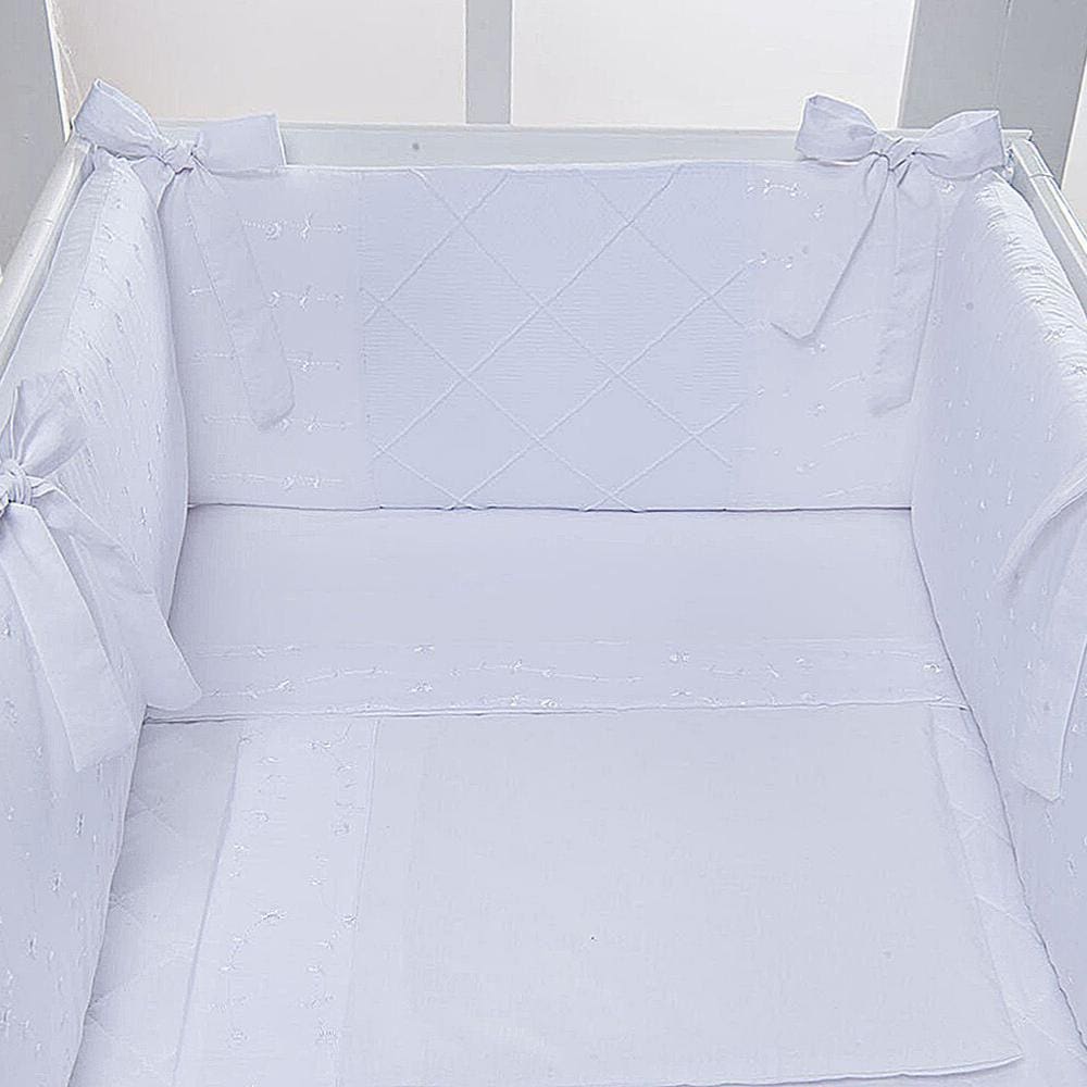 Kit Para Mini Berço 7 Peças Branco Com Lese