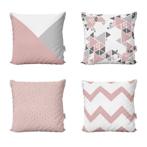 Almofadas Decorativas Rosa E Cinza Geométricas 40X40