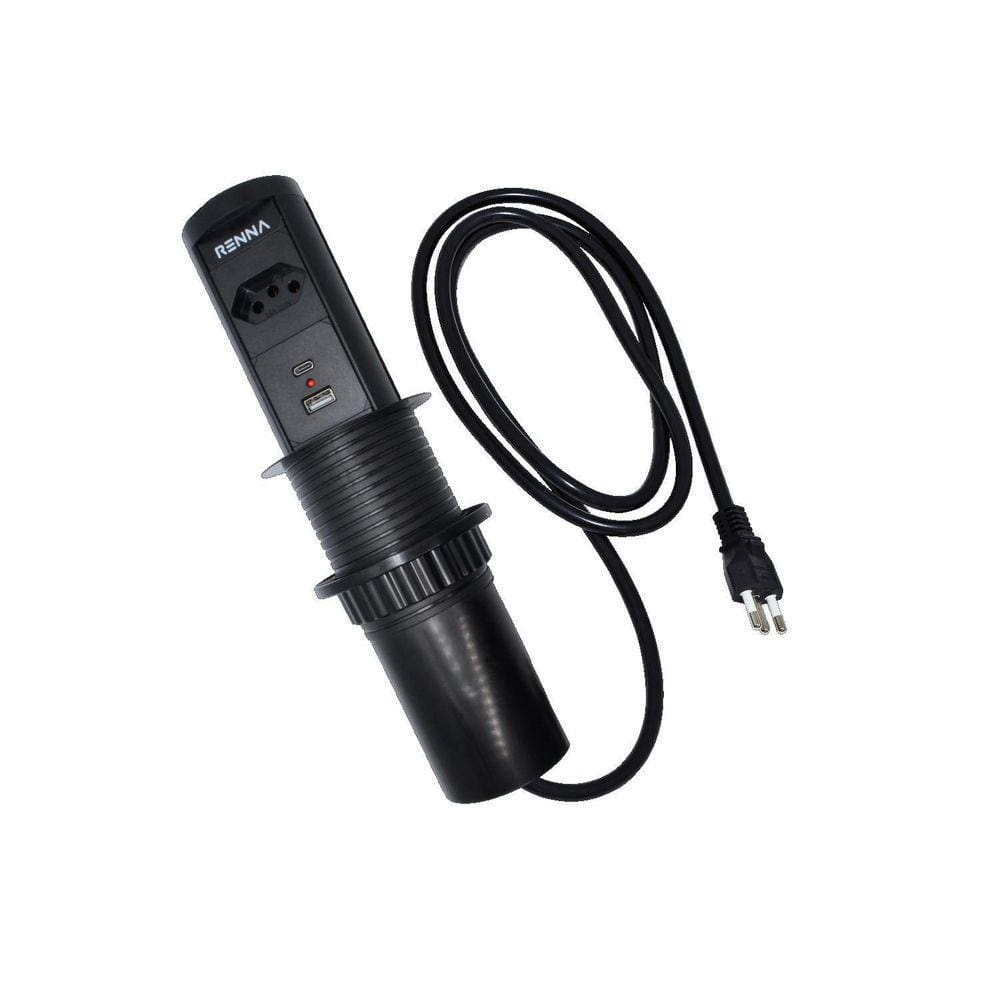 Torre Tomada Automática Embutir Retrátil 1 Tomada + 2 Usb
