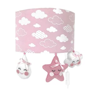 Arandela Meia Lua Chuva de Amor Rosa Quarto Bebê Infantil