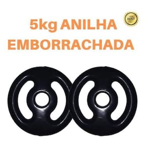 Kit 2 X Anilhas De 5Kg Emborrachada Premium Preta