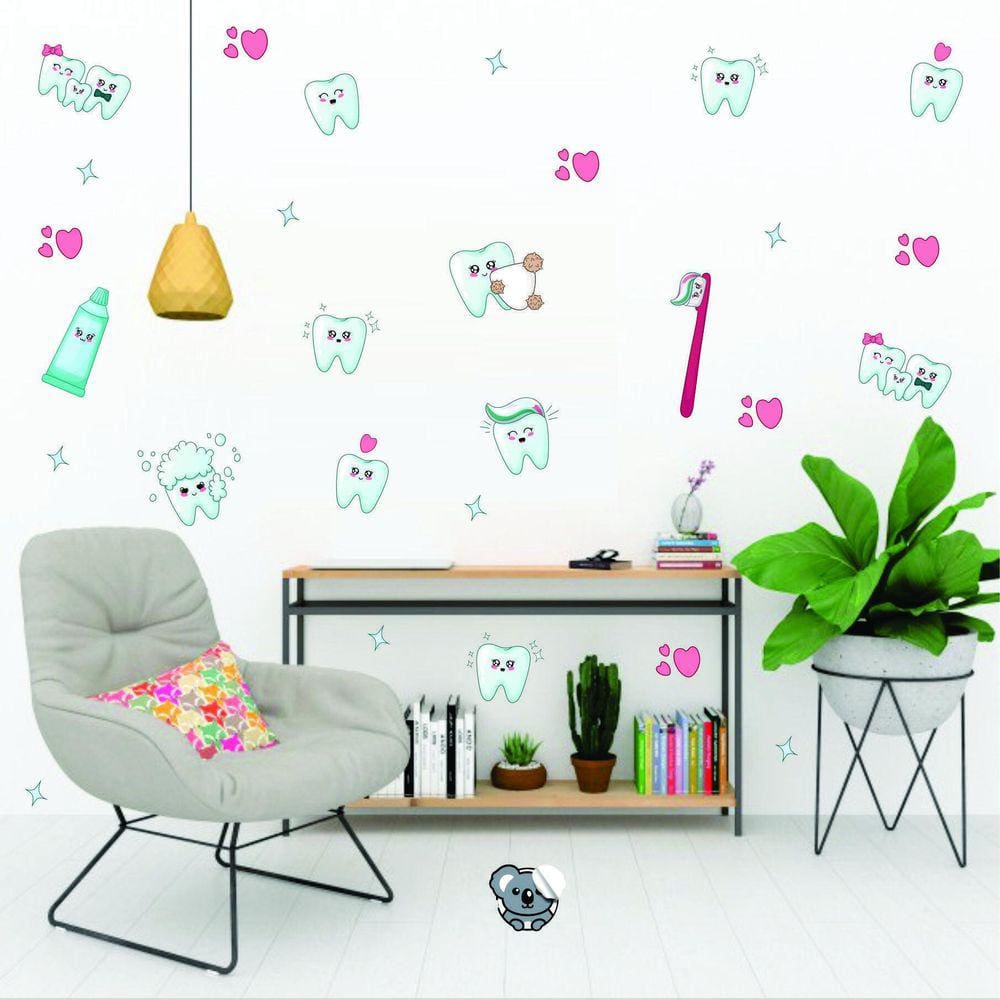 Adesivo De Parede Decoração De Dentista - Dentes - Elementos