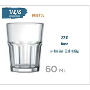 12 Copos Bristol 60Ml - Licor - Cachaça - Tequila