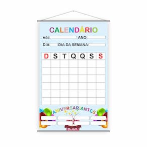 Banner Escolar Calendário + Aniversariantes 120X65Cm
