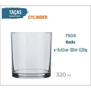 12 Copos Cylinder 320Ml - Whisky Vodka