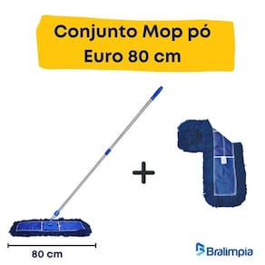 Conjunto Mop Pó Eletrostático Euro 80Cm Com + 1 Refil Extra