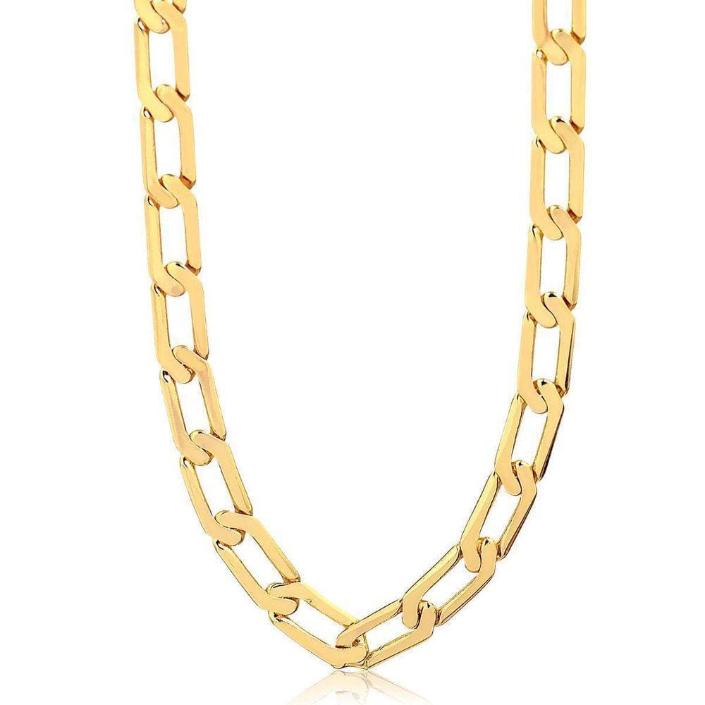 Corrente Masculina Grumet Elo Longo Banhada A Ouro 18K