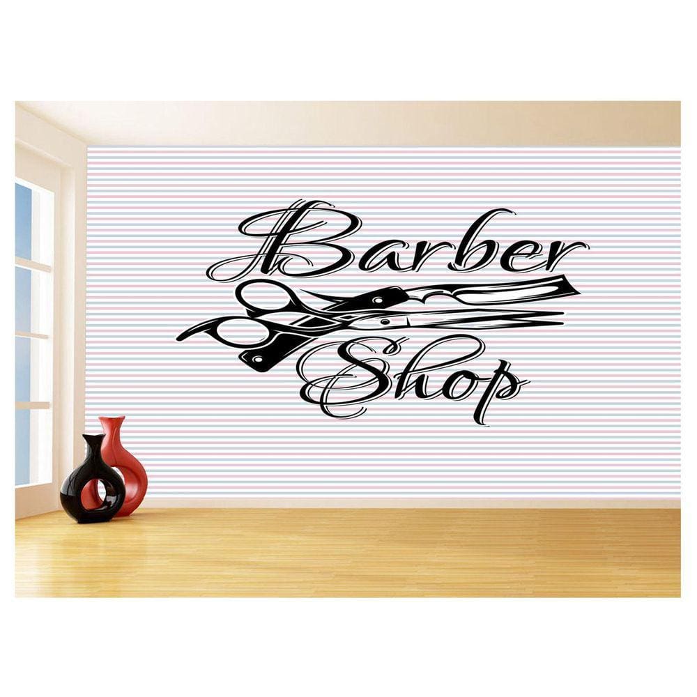 Papel De Parede 3D Barbearia Barber Shop Logo 3,5M Brb16
