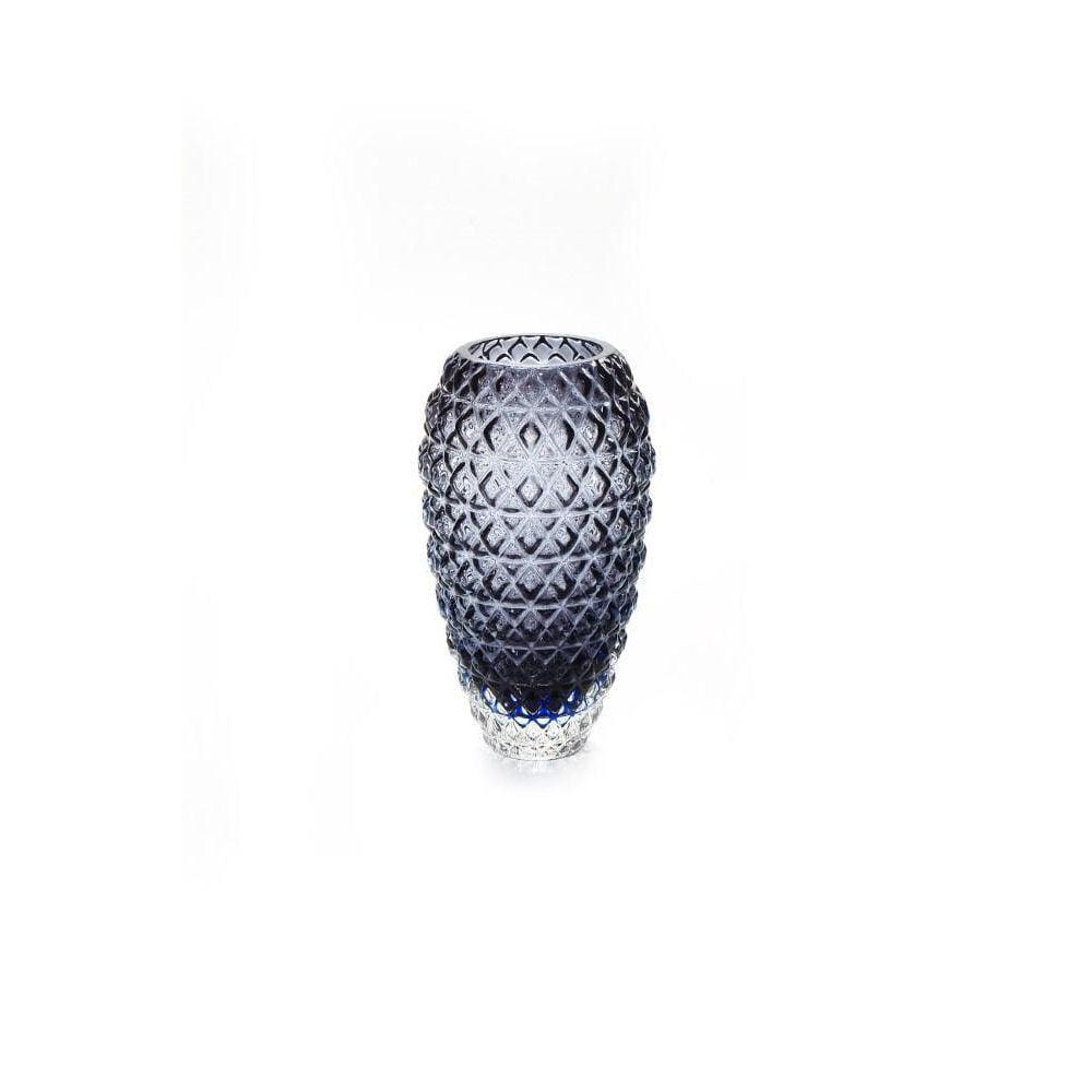 Vaso Em Cristal Murano Azul Oxford - São Marcos 32Cm