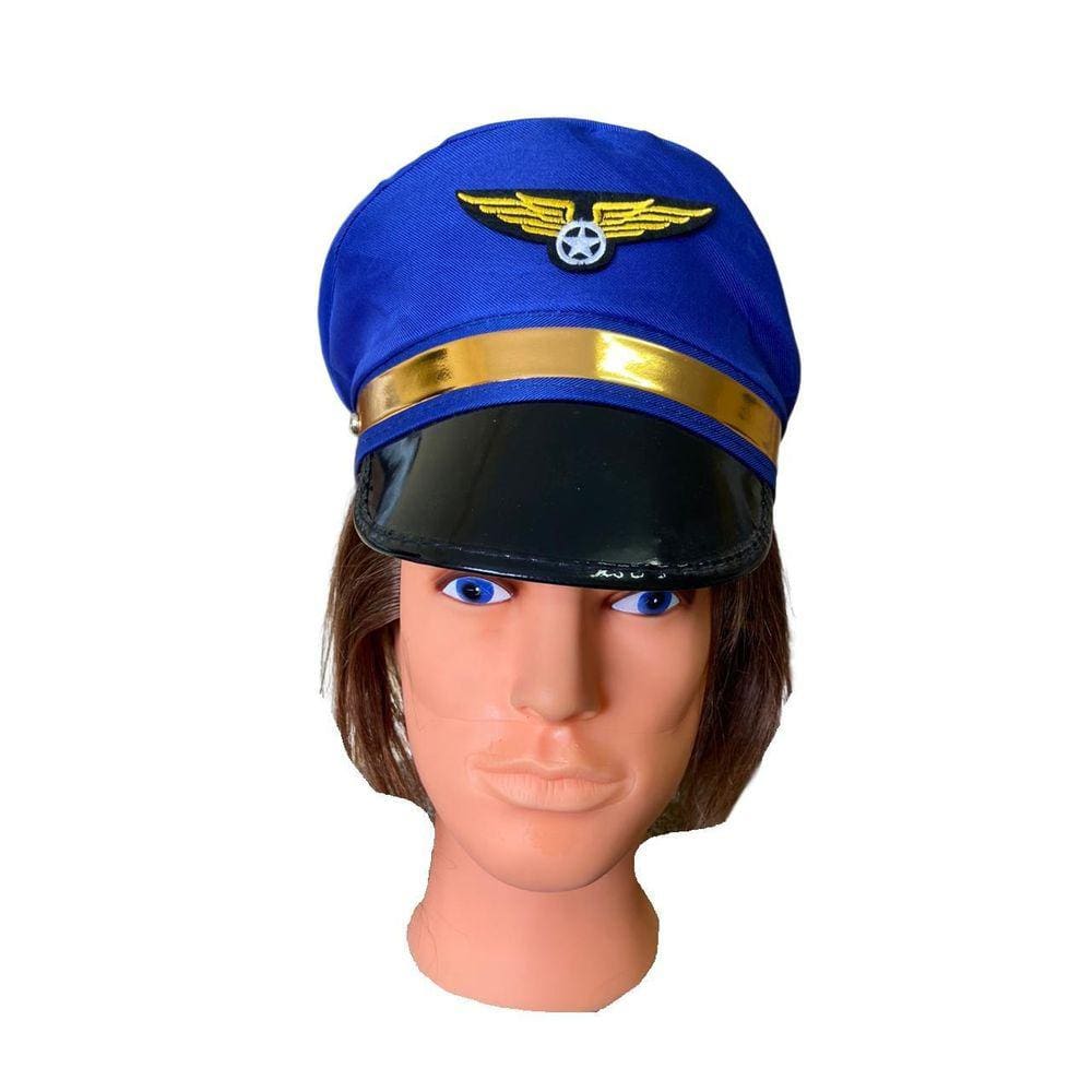 Kit 2 Quepes Aviador Piloto De Avião Azul Festas Carnaval