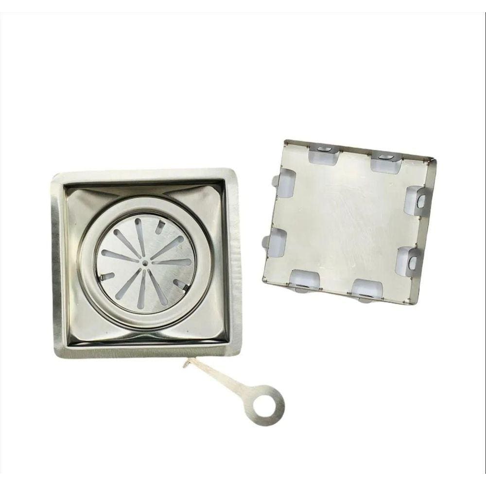 Ralo Oculto 10X10 Cm - Area Interna E Externa Inox 304