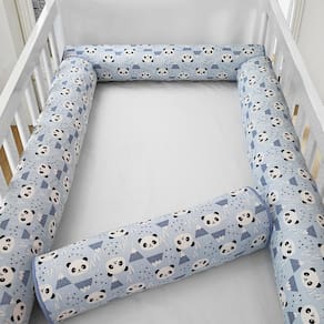 Kit Berço Americano 4 Rolos Panda Azul