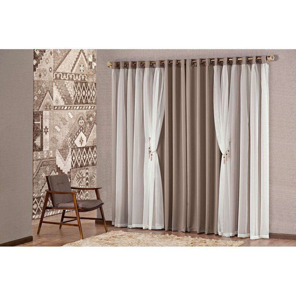 Cortina Mabelle Semi Blackout Tapa Sol 3,00m X 2,50m. Avelã