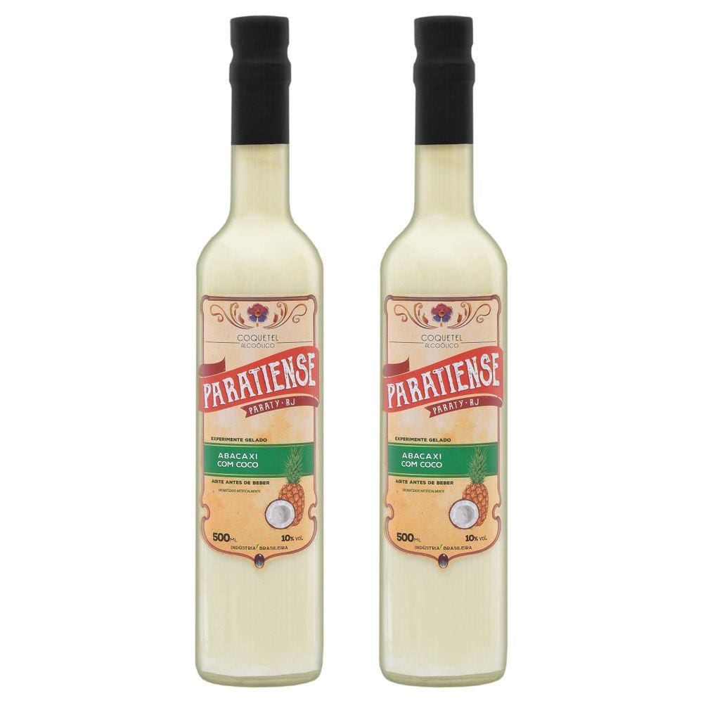 Kit 2 Licores De Abacaxi Com Coco Paratiense 500 Ml