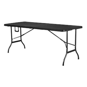 Mesa Dobrável Portatil Vira Maleta Imita Madeira - Preto