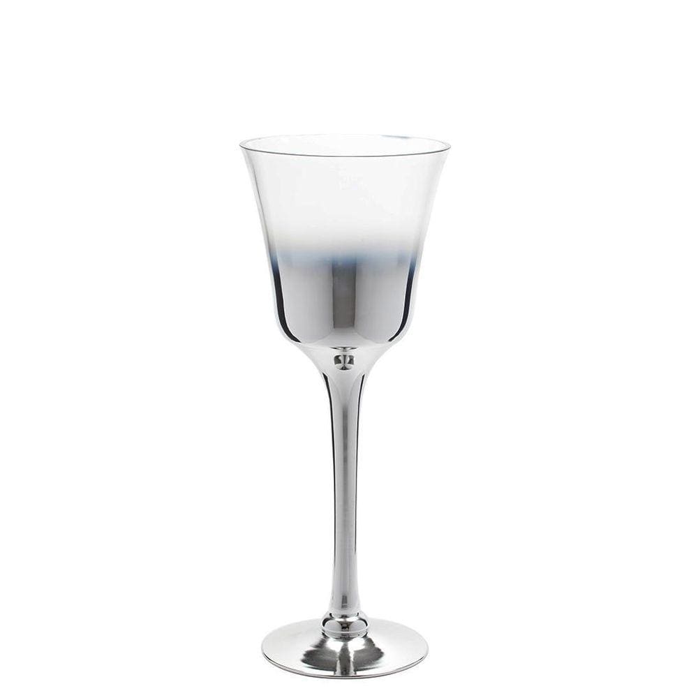 Castiçal De Vidro Prata 50Cm