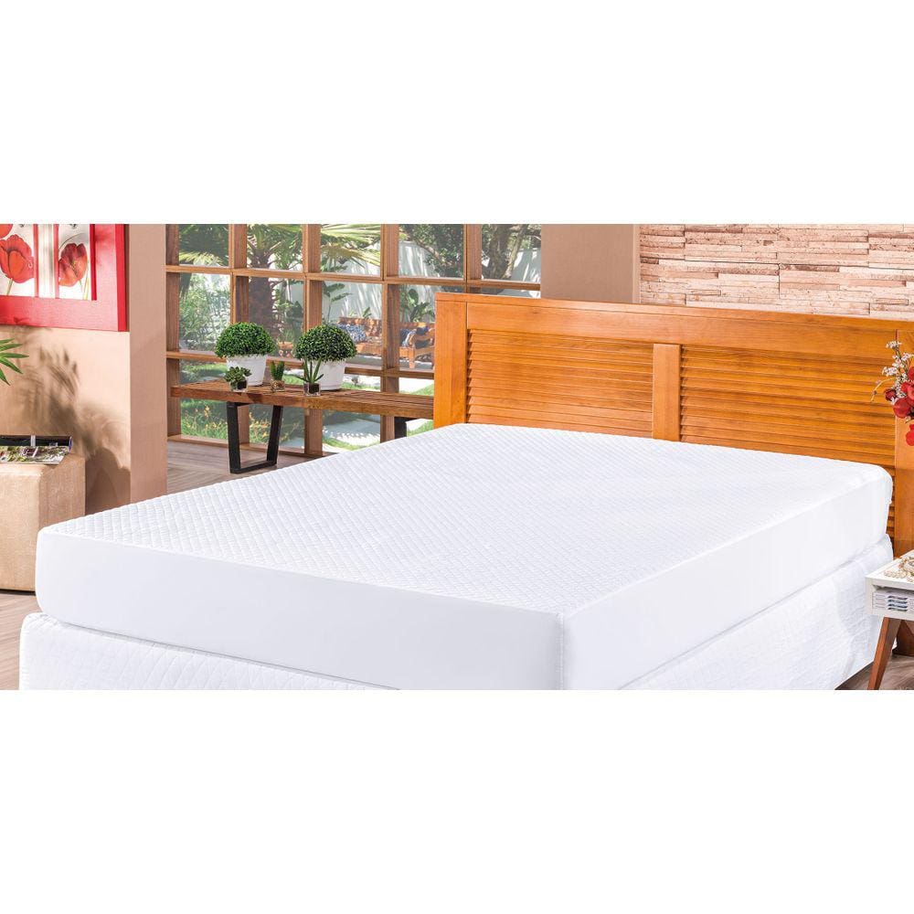 Capa para Colchão Impermeável e Saia cama Box Queen Branca