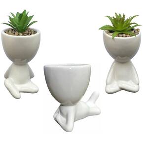 Kit 3 Vasos Cabeça De Planta Robert Plant Bob Branco
