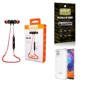 Kit Capinha Samsung M62 + Fone Esportivo E Película De Vidro