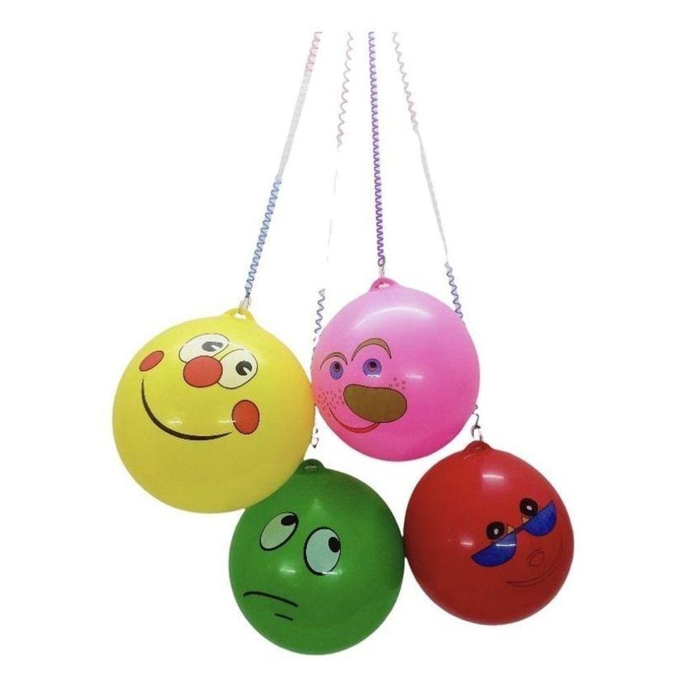 Kit 85Un Bola Vinil Com Mola Encaracolada Festa Brinquedo