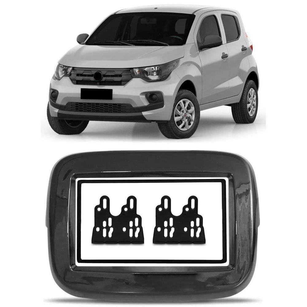 Moldura Painel 2 Din 7 Polegadas Fiat Mobi Black Piano