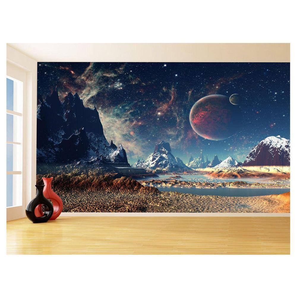 Papel De Parede 3D Espaço Estrelas Planetas 3,5M Nsp166