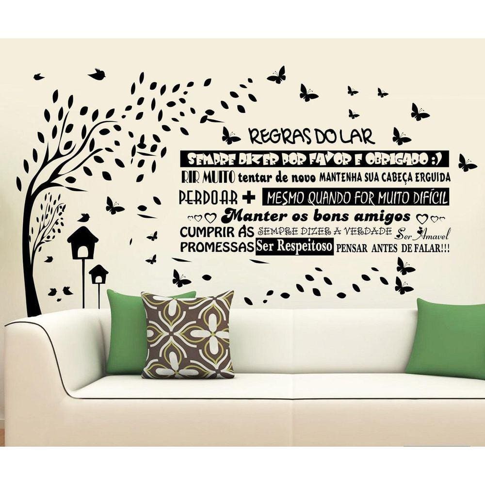 Adesivo Decorativo Parede Arvore E Frase Para Regra Do Lar