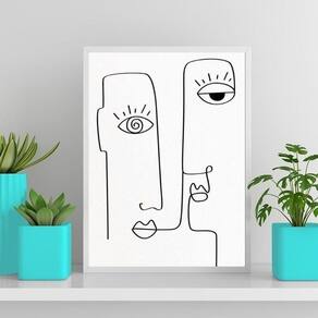 Quadro Decorativo Minimalista One Line 33X24Cm Vidro Branca
