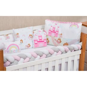 Jogo Enxoval Para Berço Baby 10 Peças Cheias Menina Castelo
