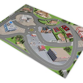Tapete Pista De Carrinhos Grande Cidade Comércio 1,4X1,0M