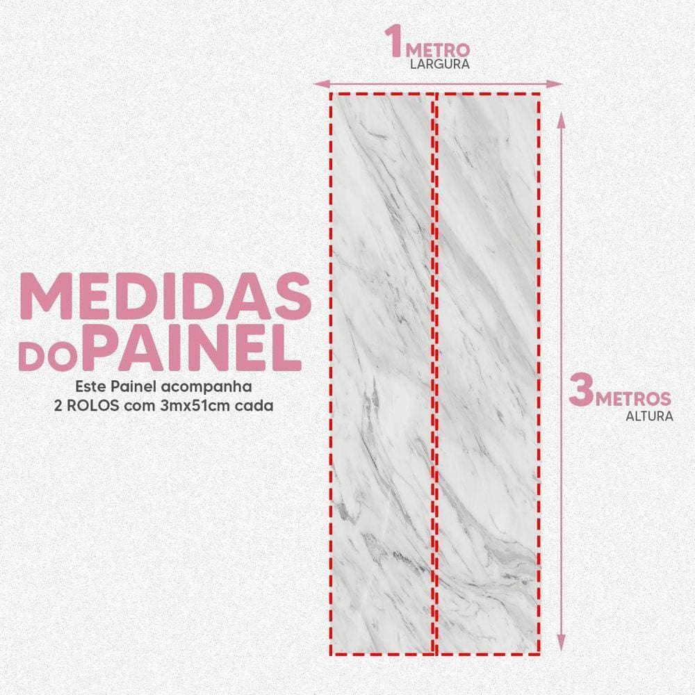 Papel De Parede Painel 3D Mármore Carrara Branco 1M