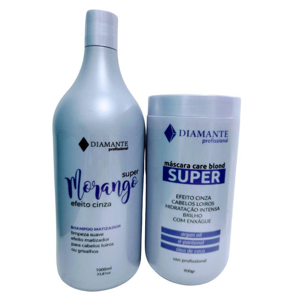 Shampoo E Máscara Super Morango Cinza Diamante Profissional