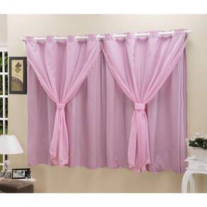 Cortina Blackout Pvc Com Tecido Voil 2,80 M X 1,80 M Rosa