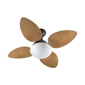 Ventilador De Teto Jet Ventidelta Preto 4 Pás Mdf Mogno 110V