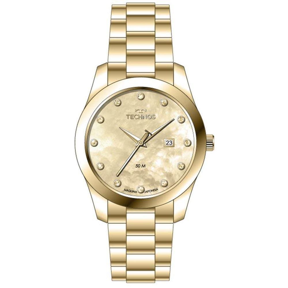 Relogio Technos Feminino Dourado Pequeno Aço Inox 2015Cer/1X