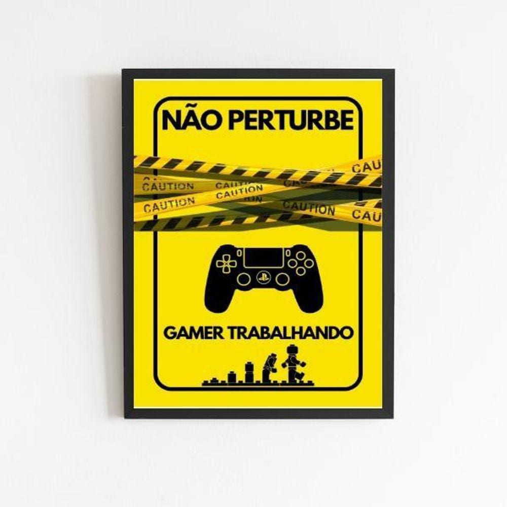 Quadro Para Porta Gamer Trabalhando 24X18Cm