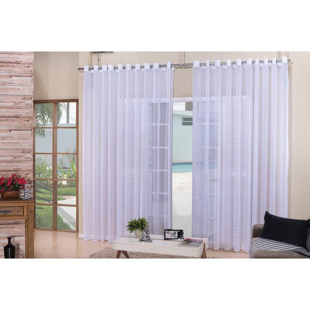 Cortina Para Sala Quarto Voal Liso Branca 4,00X2,50