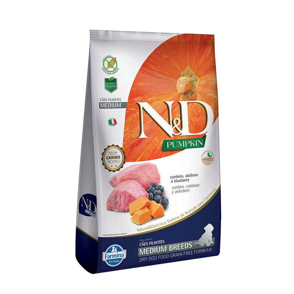 Ração Nd Pumpkin Cães Filhotes Medium Cordeiro 10,1kg