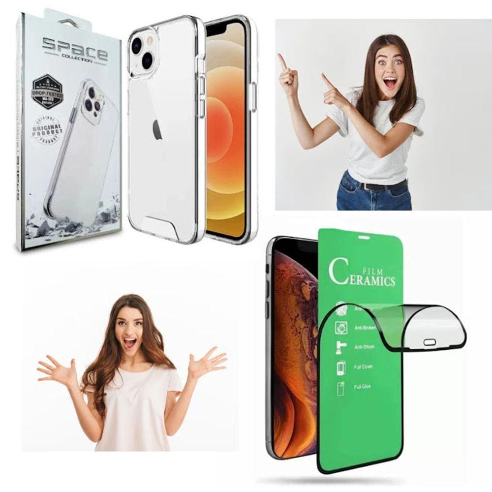 Capa Capinha Case para iPhöne 14 e Película de Cerâmica Borda Preta