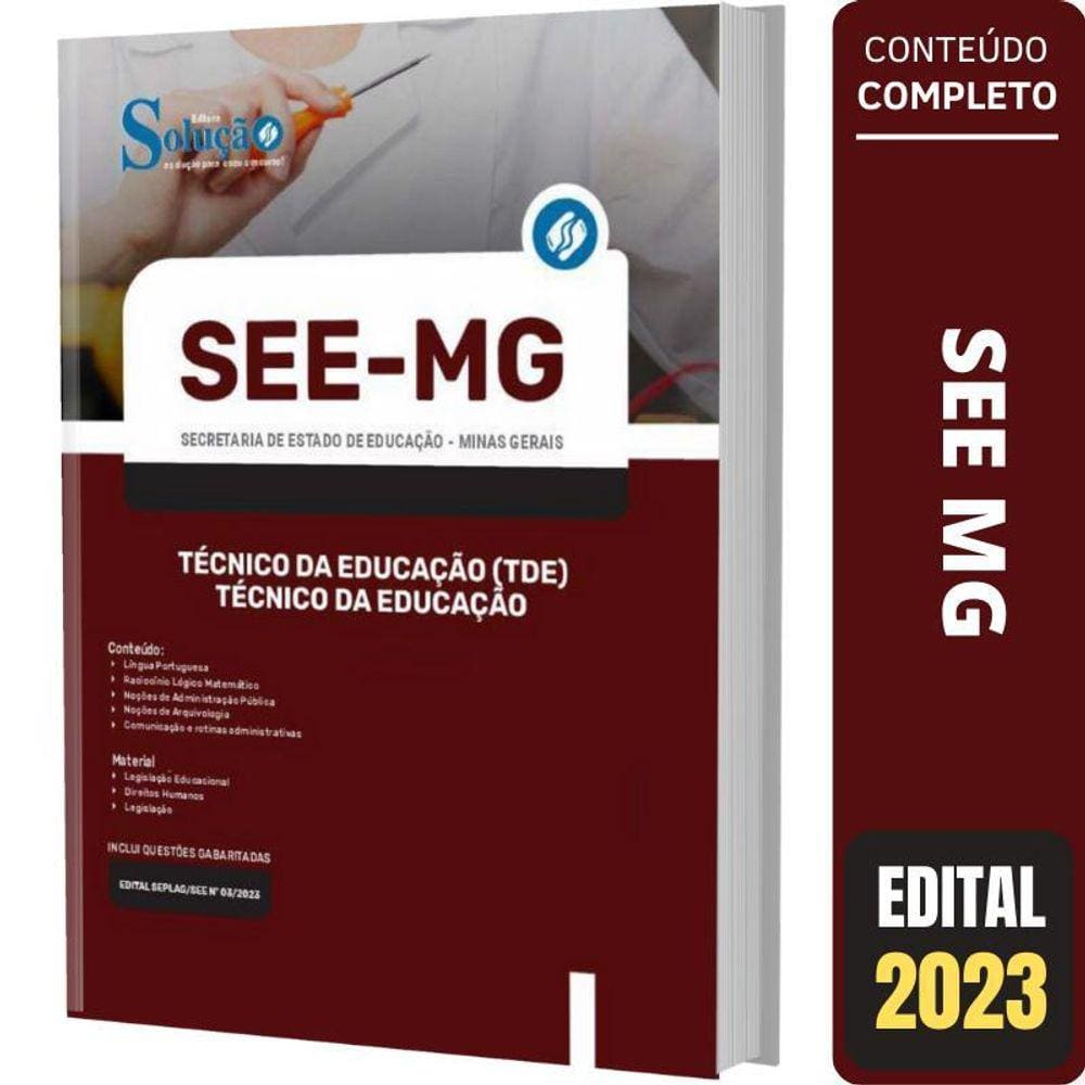 Apostila Concurso See Mg Tde - Técnico Da Educação