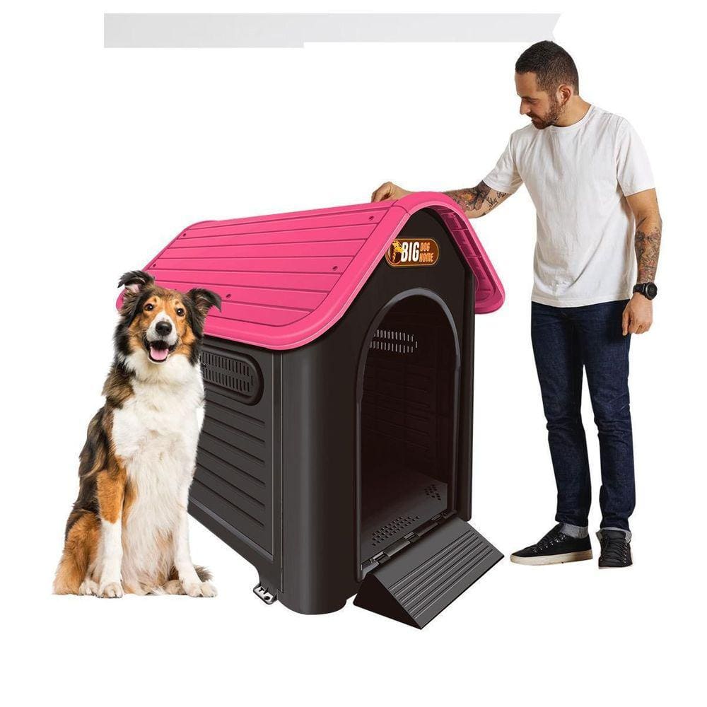 Casinha Casa Plástica Cachorro Numero 8 Extra Grande Rosa