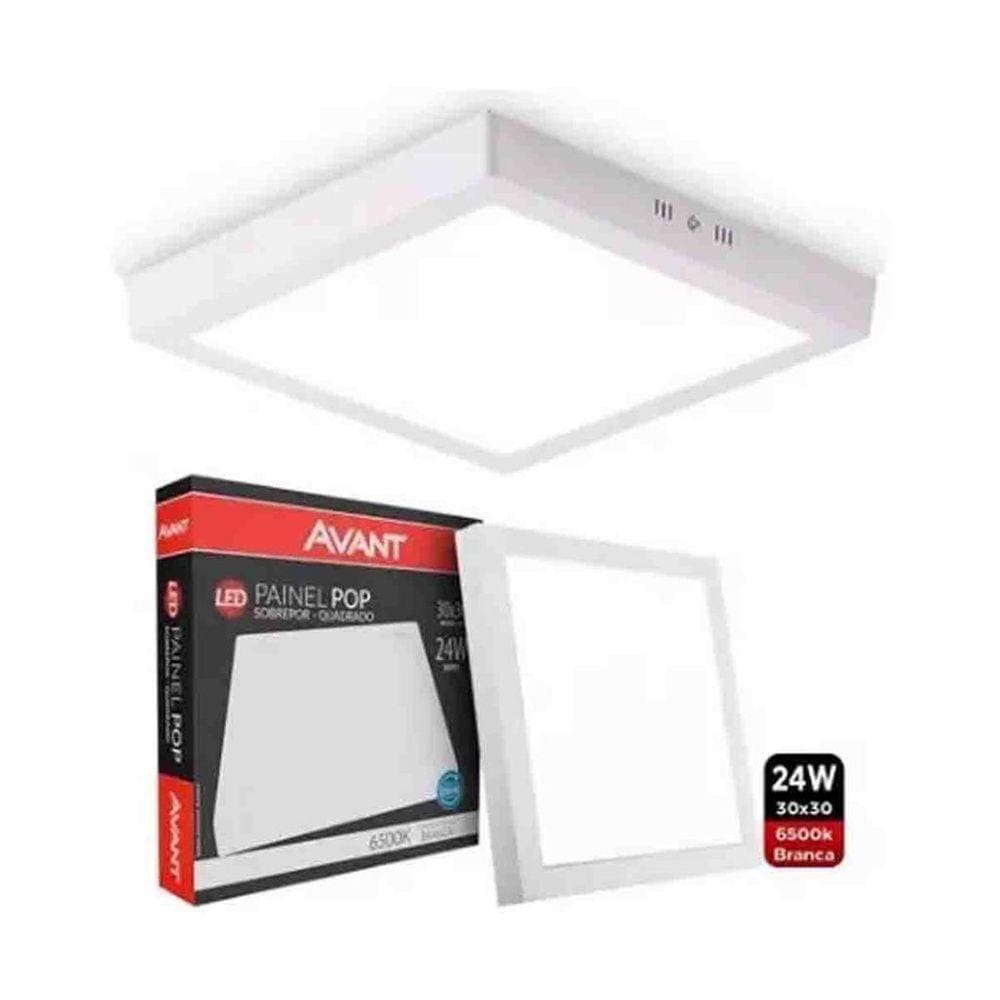 Kit2 Painel Led Sobrepor 22X22 Luminaria 18W 6500K Avant