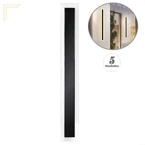 Kit 5 Arandela Preta Borda Luminosa Externa Muro Led Bet03