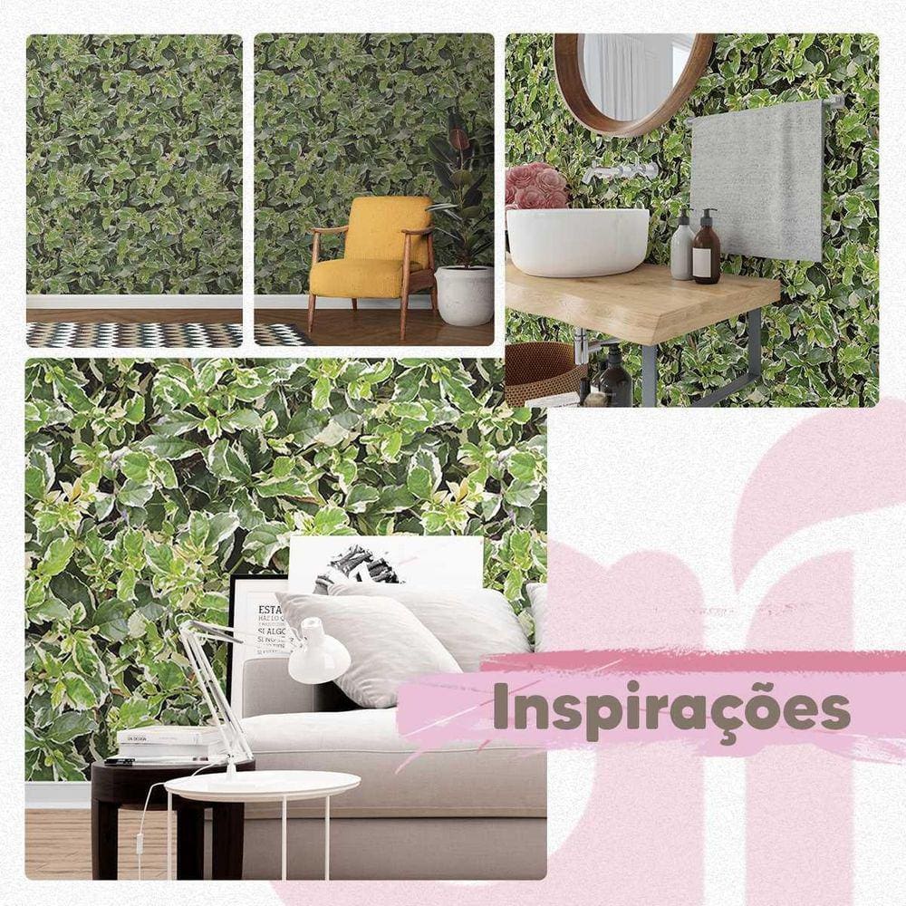 Papel De Parede Folhagem Tipo Ficus Variegata Jardim 3M